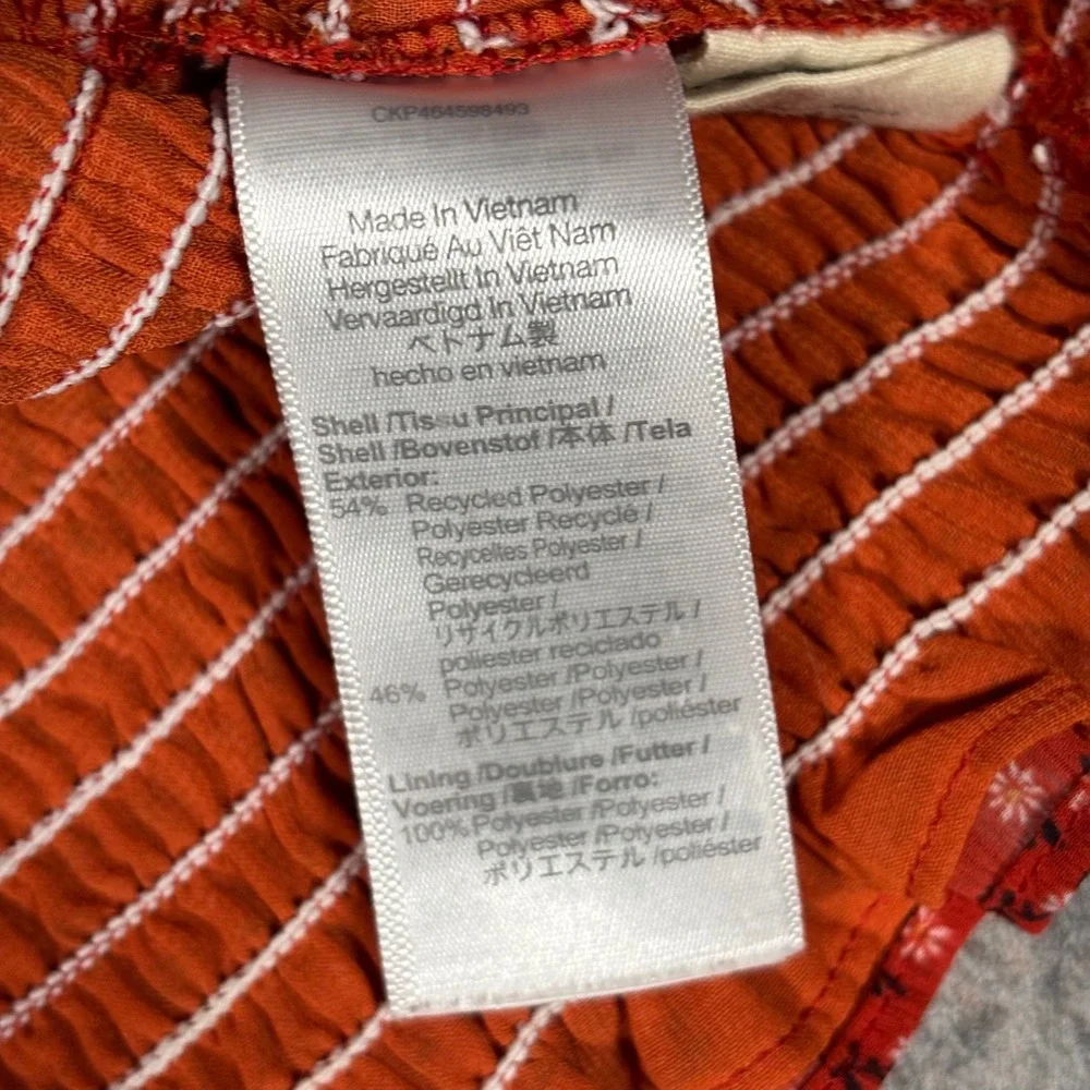 Madewell Floral Smocked Wrap Top Womens XL Orange Long Sleeve Peplum NG918